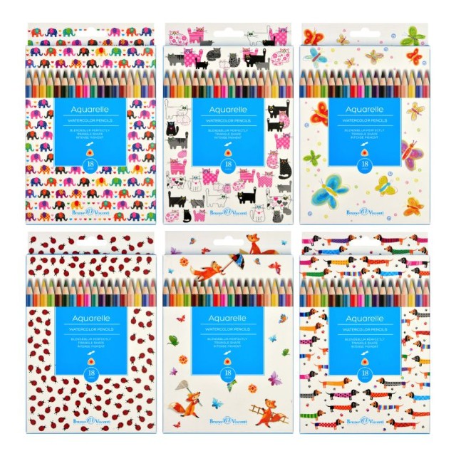 Карандаши цветные 18 цв акварел BV HappyColor Превью 5